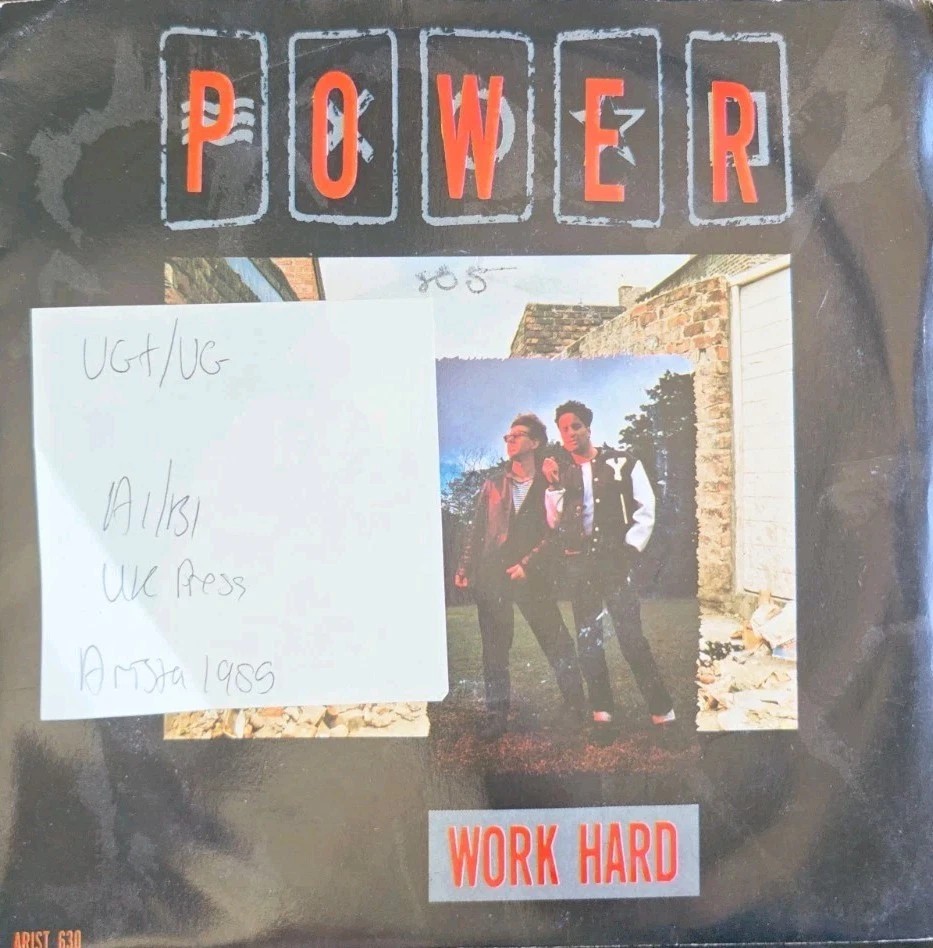 Power Work Hard Vinyl Record 7" VG+/VG ARIST630 1985 sleeve Power Work Hard Vinyl Record 7" VG+/VG ARIST630 1985 sleeve