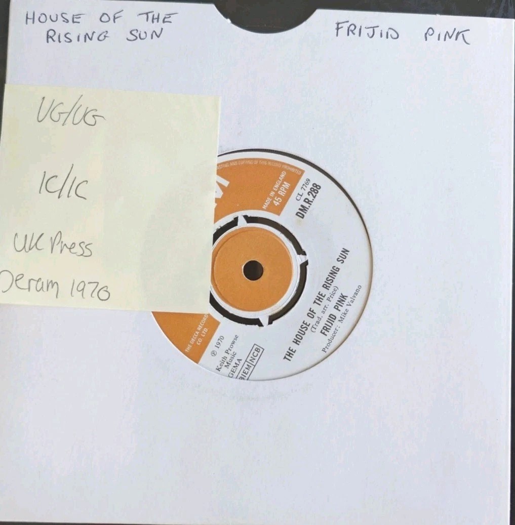 Frigid Pink House Of The Rising Sun / Drivin Blues Vinyl Record 7" VG/VG DMR 288 sleeve Frigid Pink House Of The Rising Sun / Drivin Blues Vinyl Record 7" VG/VG DMR 288 sleeve