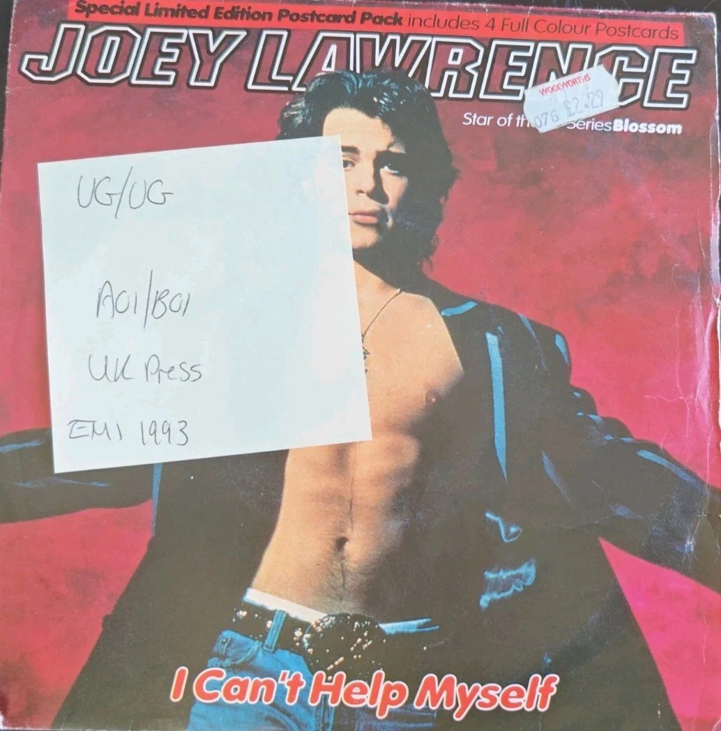 Joey Lawrence I Can't Help Myself Vinyl Record 7" VG/VG EMP277 1993 sleeve Joey Lawrence I Can't Help Myself Vinyl Record 7" VG/VG EMP277 1993 sleeve