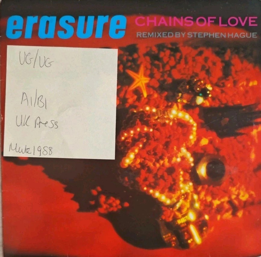 Erasure Chains Of Love Vinyl Record 7" VG/VG MUTE83 1988 sleeve Erasure Chains Of Love Vinyl Record 7" VG/VG MUTE83 1988 sleeve