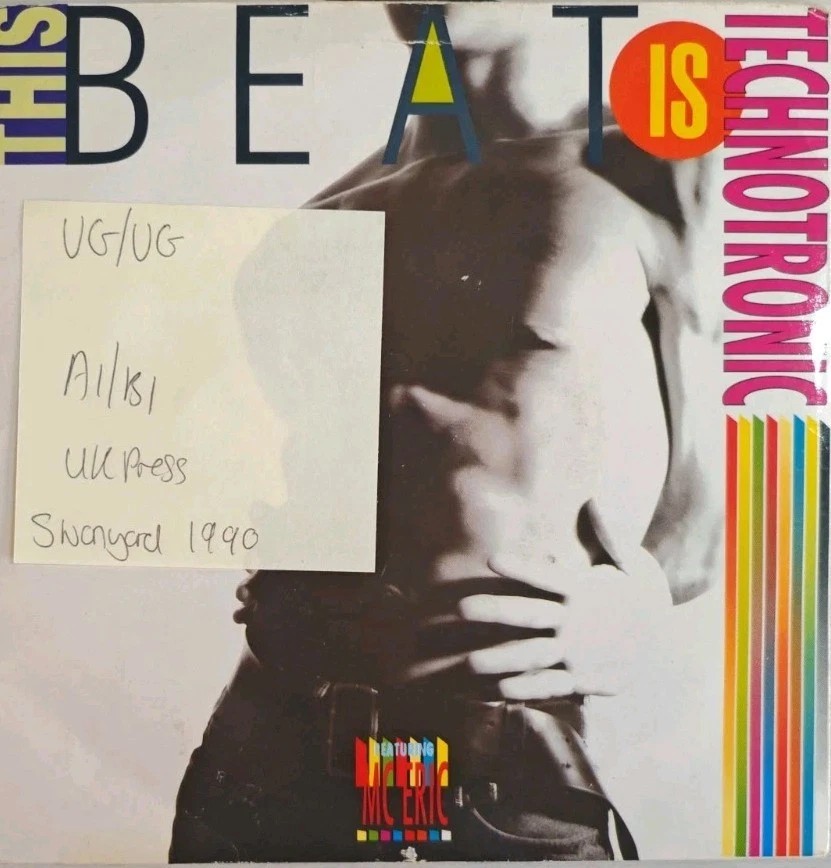 Technotronic Eric This Beat Is Technotronic Vinyl Record 7" VG/V G SYR9 vinyl record sleeve Technotronic Eric This Beat Is Technotronic Vinyl Record 7" VG/V G SYR9 vinyl record sleeve