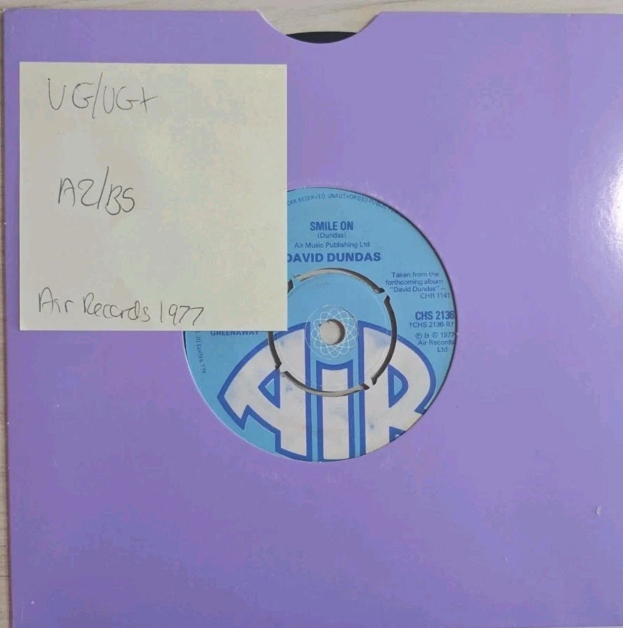 David Dundas Smile On Vinyl Record 7" VG/VG+ CHS 2136 1977 sleeve David Dundas Smile On Vinyl Record 7" VG/VG+ CHS 2136 1977 sleeve