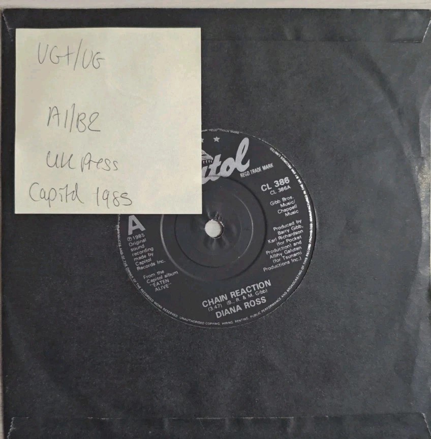 Diana Ross More Vinyl Record 7" VG+/VG CL 386 1985 sleeve Diana Ross More Vinyl Record 7" VG+/VG CL 386 1985 sleeve