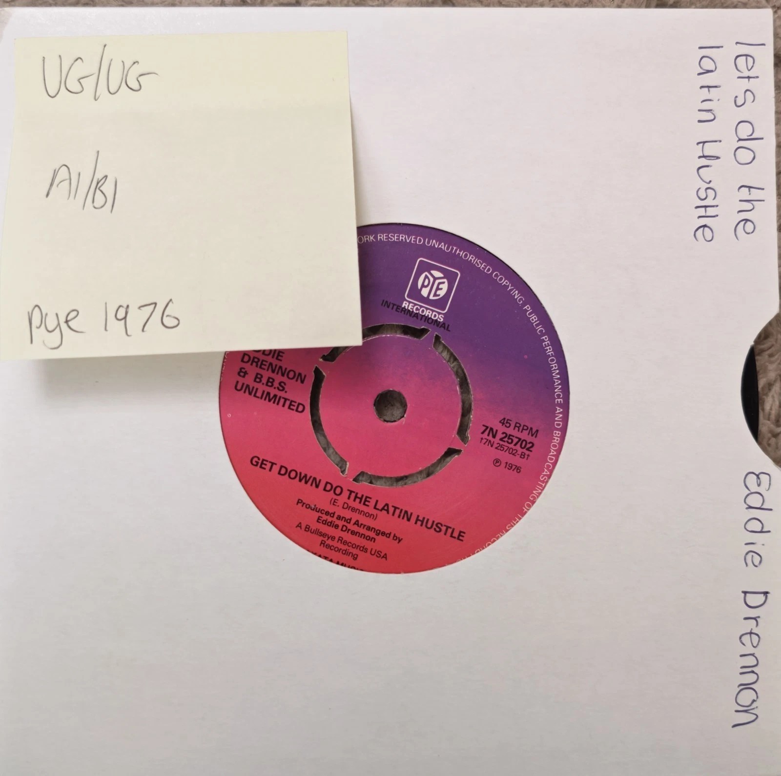 Eddie Drennon & BBS Unlimited Let's Do The Latin Vinyl Record 7" VG/VG 7N 25702 sleeve Eddie Drennon & BBS Unlimited Let's Do The Latin Vinyl Record 7" VG/VG 7N 25702 sleeve