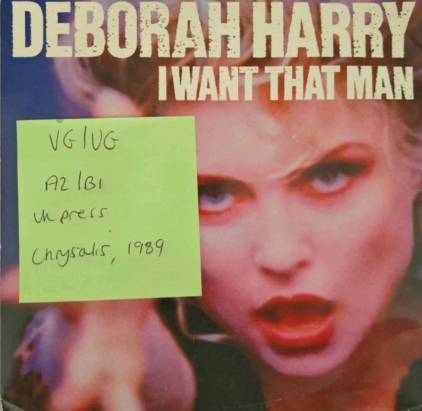 Deborah Harry I Want That Man/ Bike Boy Vinyl Record 7" VG/VG CHS3369 1989 sleeve Deborah Harry I Want That Man/ Bike Boy Vinyl Record 7" VG/VG CHS3369 1989 sleeve