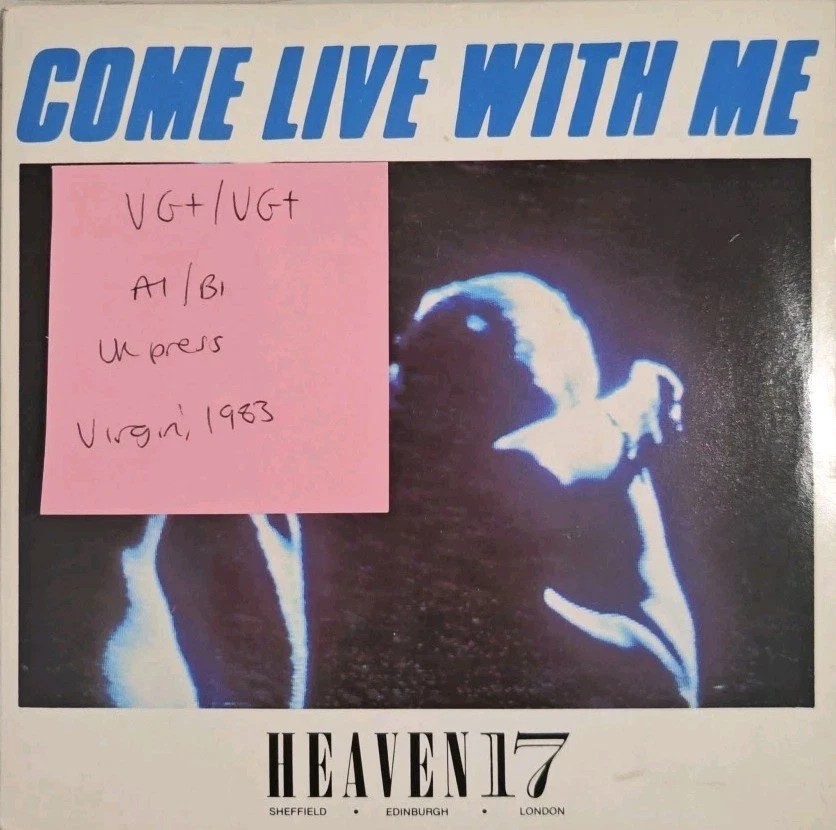 Heaven 17 Come Live With Me Vinyl Record 7" VG+/VG+ VS 607 sleeve Heaven 17 Come Live With Me Vinyl Record 7" VG+/VG+ VS 607 sleeve