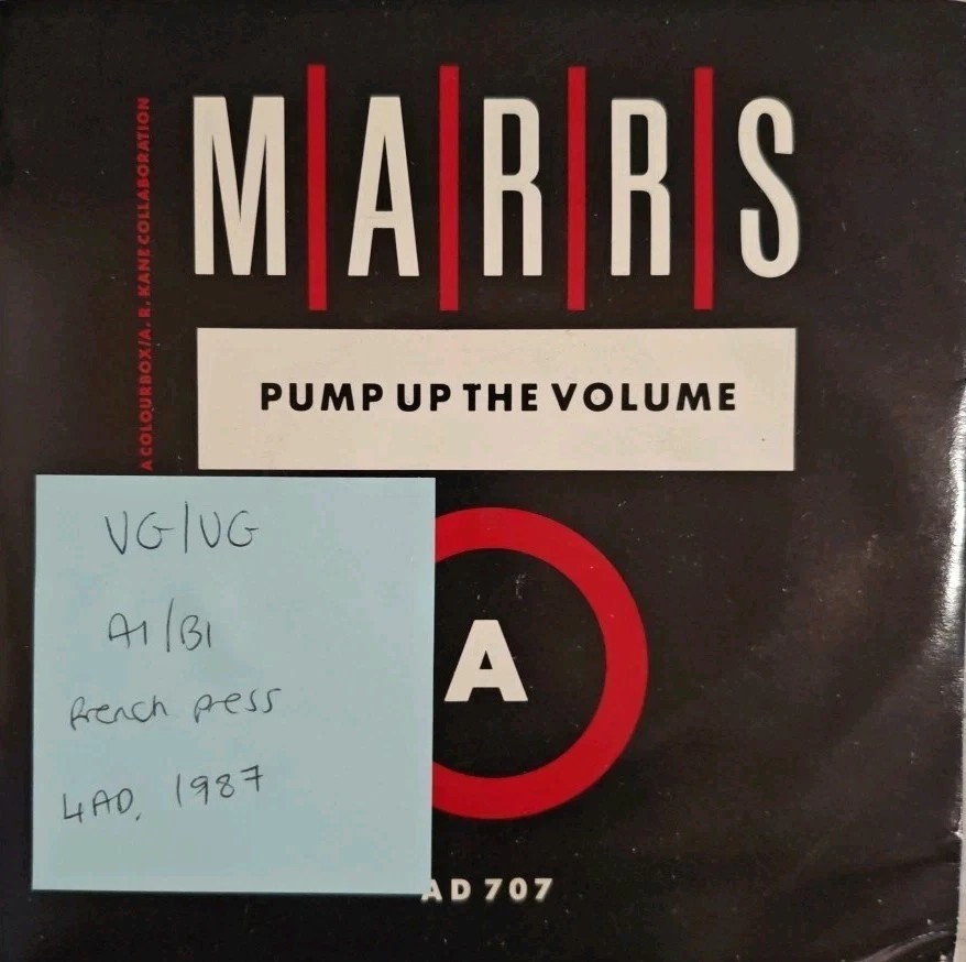 Marrs Pump Up The Volume Vinyl Record 7" VG/VG AD707 1987 sleeve Marrs Pump Up The Volume Vinyl Record 7" VG/VG AD707 1987 sleeve
