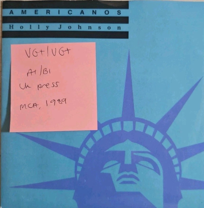 Holly Johnson Americanos Vinyl Record 7" VG+/VG+ MCA 1323 1989 sleeve Holly Johnson Americanos Vinyl Record 7" VG+/VG+ MCA 1323 1989 sleeve