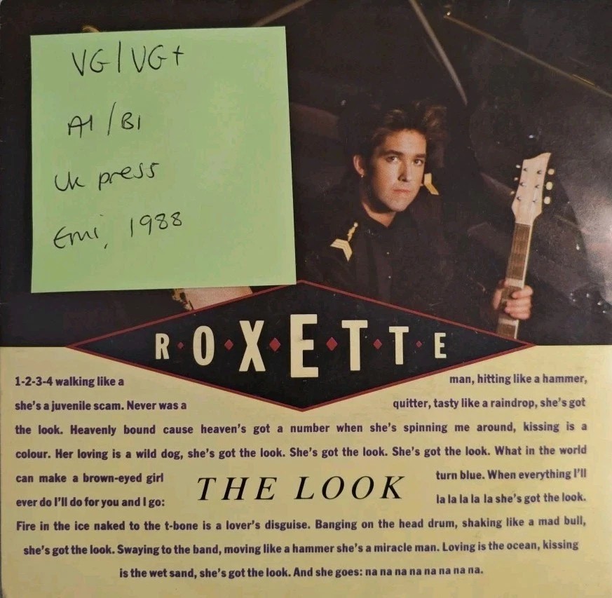 Roxette The Look / SIlver Blue Vinyl Record 7" VG/VG+ EM87 1988 sleeve Roxette The Look / SIlver Blue Vinyl Record 7" VG/VG+ EM87 1988 sleeve