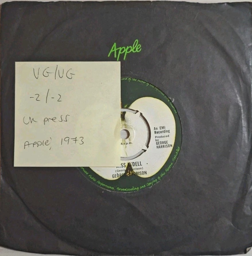 George Harrison Give Me Love / Miss O'Dell Vinyl Record 7" VG/VG R5988 1973 sleeve George Harrison Give Me Love / Miss O'Dell Vinyl Record 7" VG/VG R5988 1973 sleeve