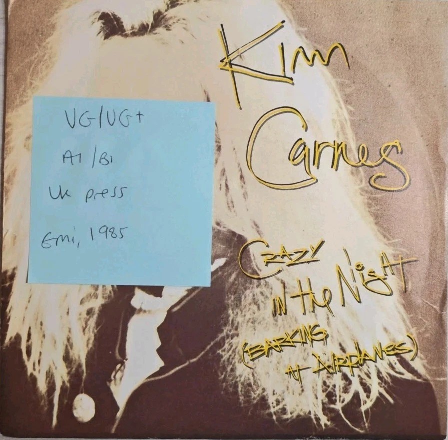 Kim Carnes Crazy In The Night Barking At Airplanes Vinyl Record 7" VG/VG+ EA199 sleeve Kim Carnes Crazy In The Night Barking At Airplanes Vinyl Record 7" VG/VG+ EA199 sleeve
