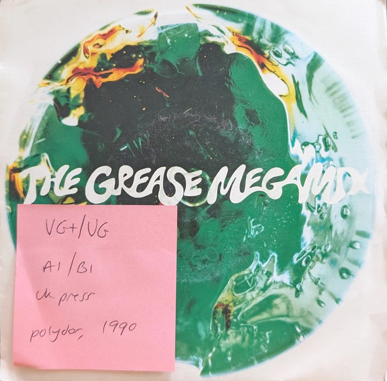 Various The Grease Megamix Vinyl Record 7" VG+/VG PO114 1990 sleeve Various The Grease Megamix Vinyl Record 7" VG+/VG PO114 1990 sleeve