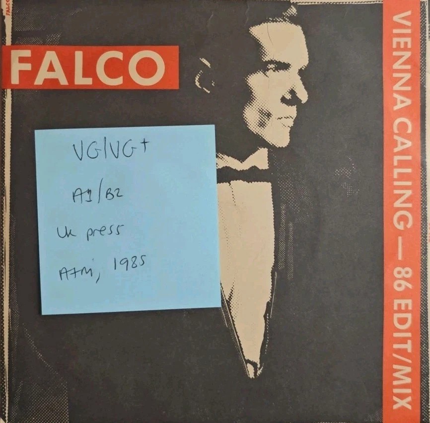 Falco Vienna Calling Vinyl Record 7" VG/VG+ AM 318 1985 sleeve Falco Vienna Calling Vinyl Record 7" VG/VG+ AM 318 1985 sleeve