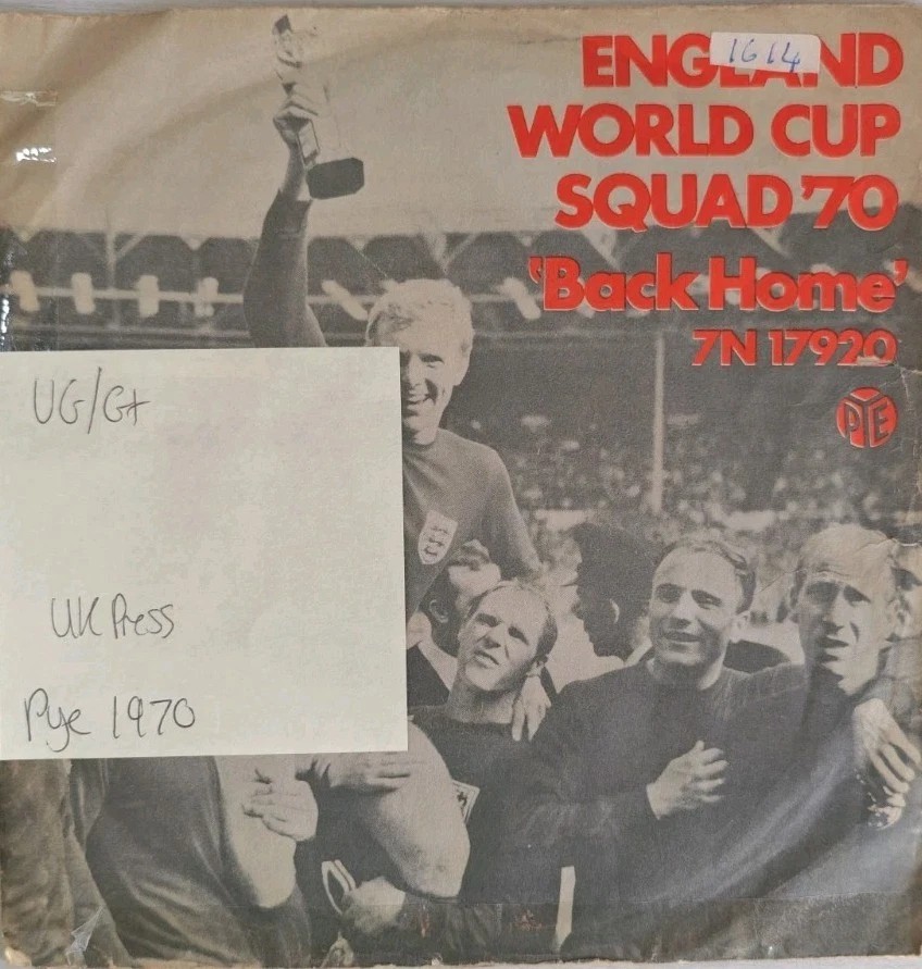 England World Cup Squad '70 Back Home Vinyl Record 7" VG/G+ 7N17920 1970 sleeve England World Cup Squad '70 Back Home Vinyl Record 7" VG/G+ 7N17920 1970 sleeve