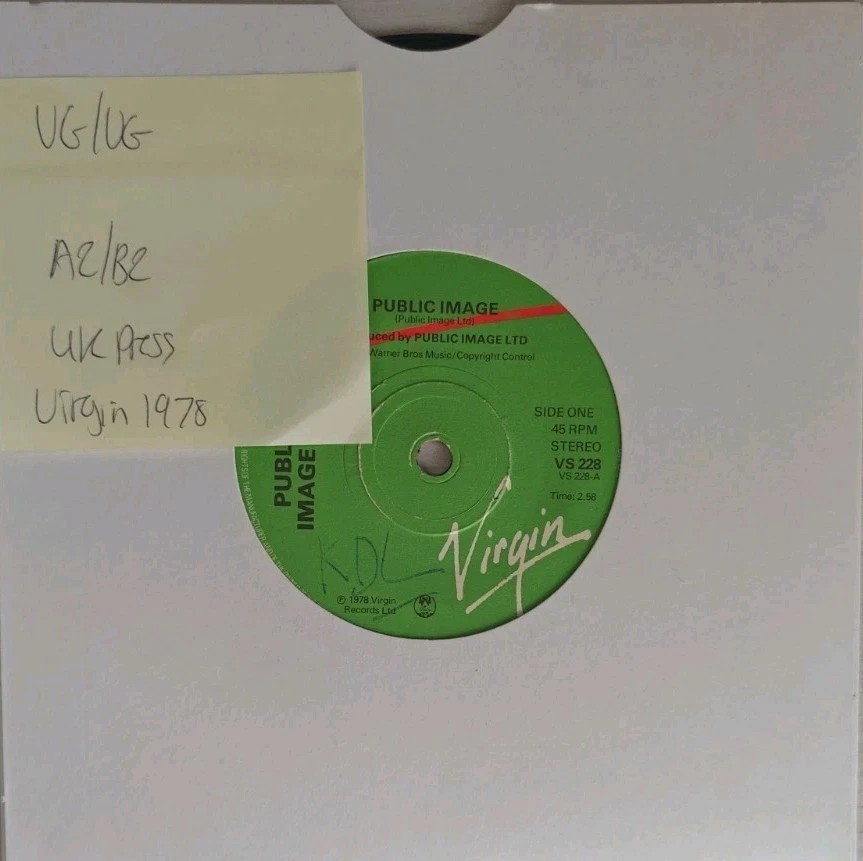 Public Image Ltd Public Image Vinyl Record 7" VG/VG VS228 1978 sleeve Public Image Ltd Public Image Vinyl Record 7" VG/VG VS228 1978 sleeve