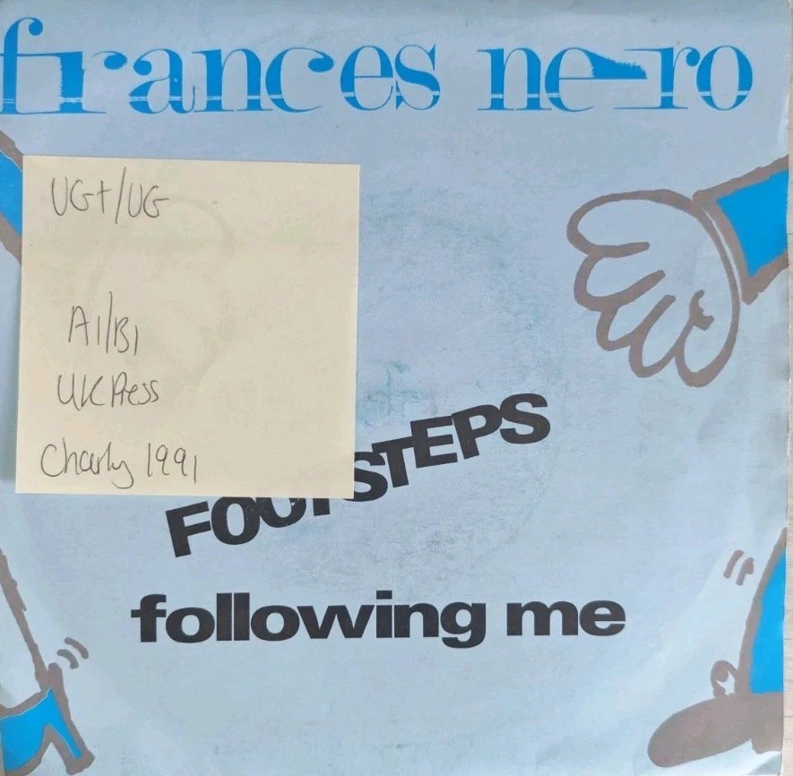 Frances Nero Footsteps Following Me Vinyl Record 7" VG+/VG DEBT 3109 1991 sleeve Frances Nero Footsteps Following Me Vinyl Record 7" VG+/VG DEBT 3109 1991 sleeve