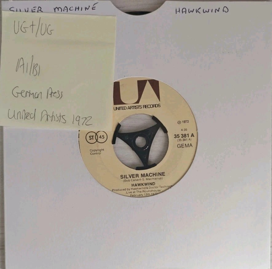 Hawkwind Silver Machine Vinyl Record 7" VG+/VG 35381 1972 sleeve Hawkwind Silver Machine Vinyl Record 7" VG+/VG 35381 1972 sleeve