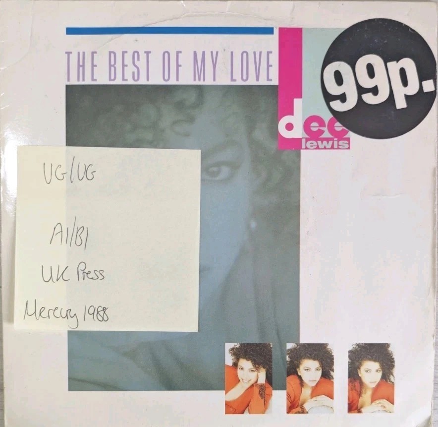 Dee Lewis The Best Of My Love Vinyl Record 7" VG/VG DEE3 1988 sleeve Dee Lewis The Best Of My Love Vinyl Record 7" VG/VG DEE3 1988 sleeve