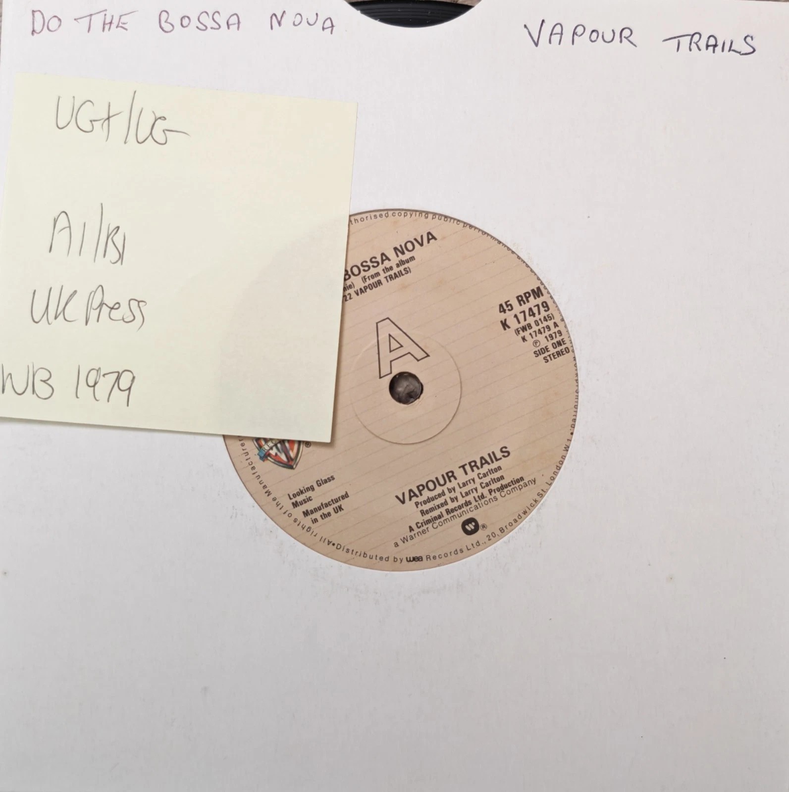 Vapour Trails Do the Bossa Nova Vinyl Record 7" VG+/VG K17479 1979 sleeve Vapour Trails Do the Bossa Nova Vinyl Record 7" VG+/VG K17479 1979 sleeve