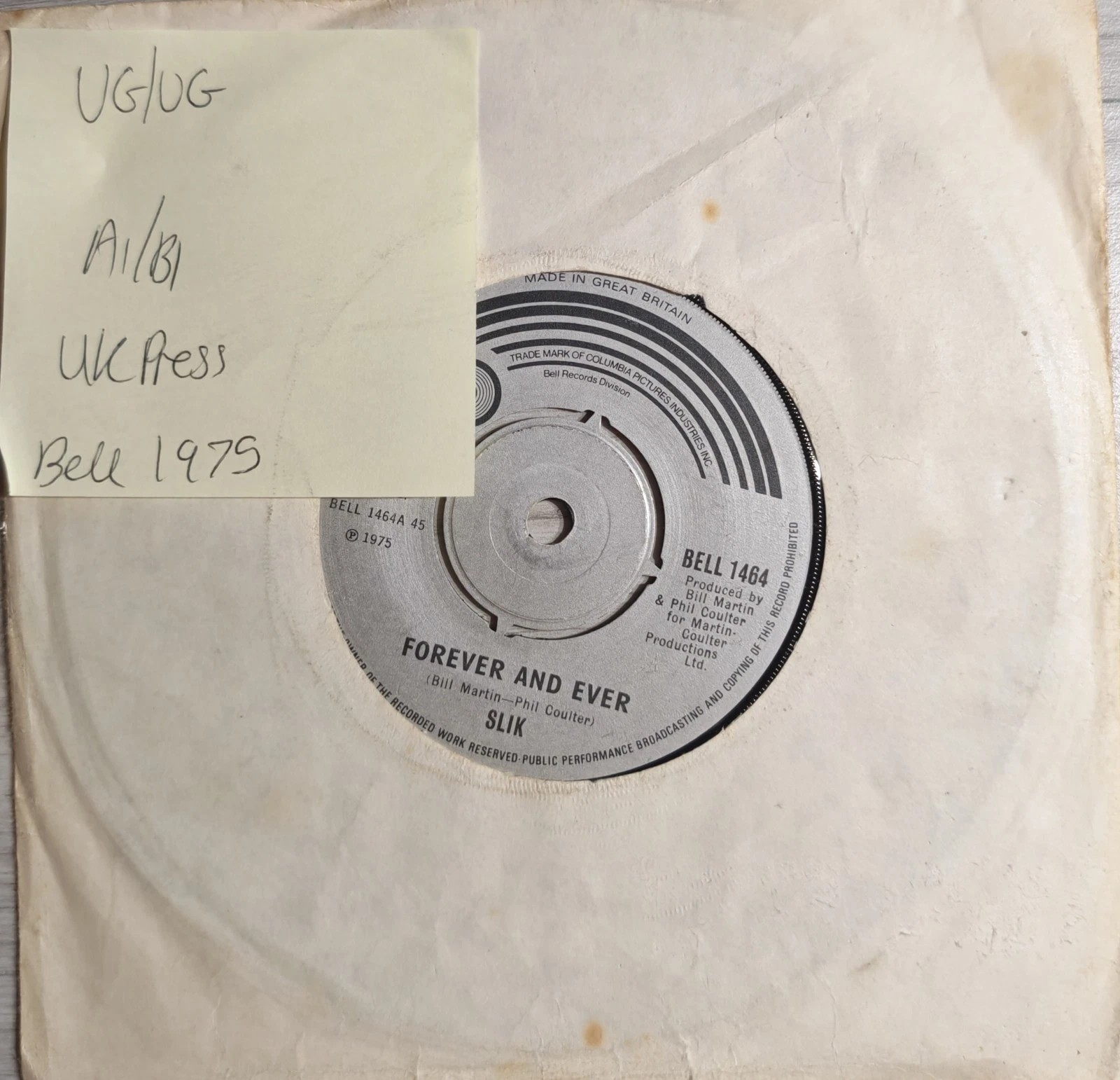 Silk Forever And Ever Vinyl Record 7" VG/VG BELL 1464 sleeve Silk Forever And Ever Vinyl Record 7" VG/VG BELL 1464 sleeve