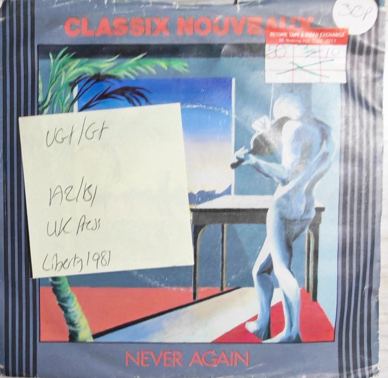 Classix Nouveaux Never Again Vinyl Record 7" VG+/G+ BP406 1981 vinyl record sleeve Classix Nouveaux Never Again Vinyl Record 7" VG+/G+ BP406 1981 vinyl record sleeve
