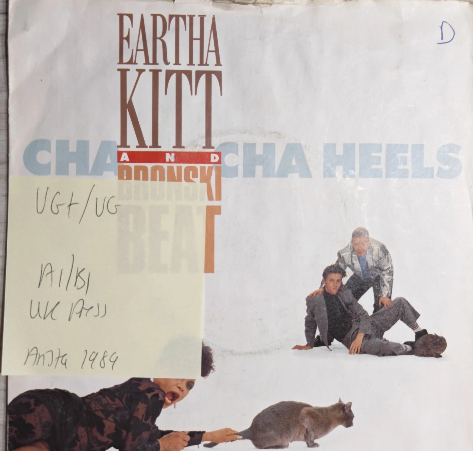 Eartha Kitt And Bronski Beat Cha Cha Heels Vinyl Record 7" VG+/VG 112331 1984 sleeve Eartha Kitt And Bronski Beat Cha Cha Heels Vinyl Record 7" VG+/VG 112331 1984 sleeve