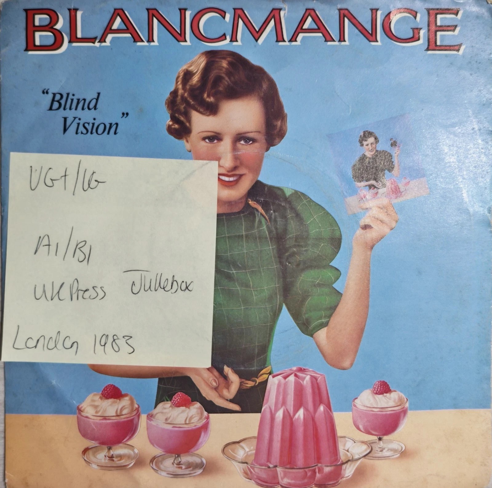 Blancmange Blind Vision Vinyl Record 7" VG+/VG BLANC5 1983 sleeve Blancmange Blind Vision Vinyl Record 7" VG+/VG BLANC5 1983 sleeve