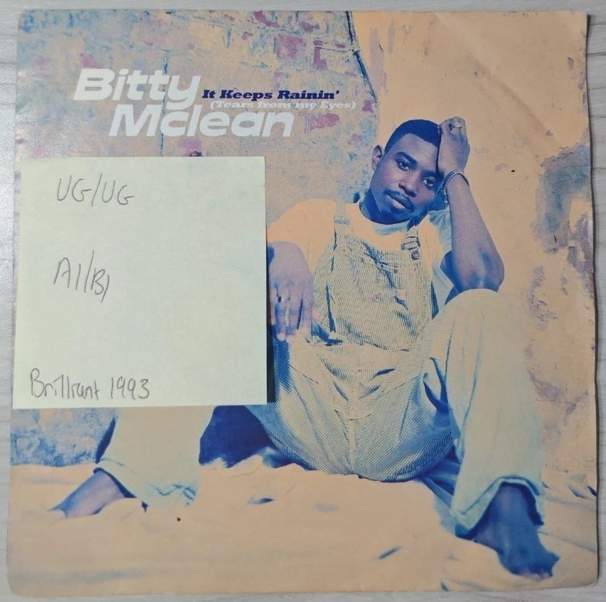 Bitty Mclean It Keeps Rainin' Vinyl Record 7" VG/VG BRIL 1 1993 sleeve Bitty Mclean It Keeps Rainin' Vinyl Record 7" VG/VG BRIL 1 1993 sleeve