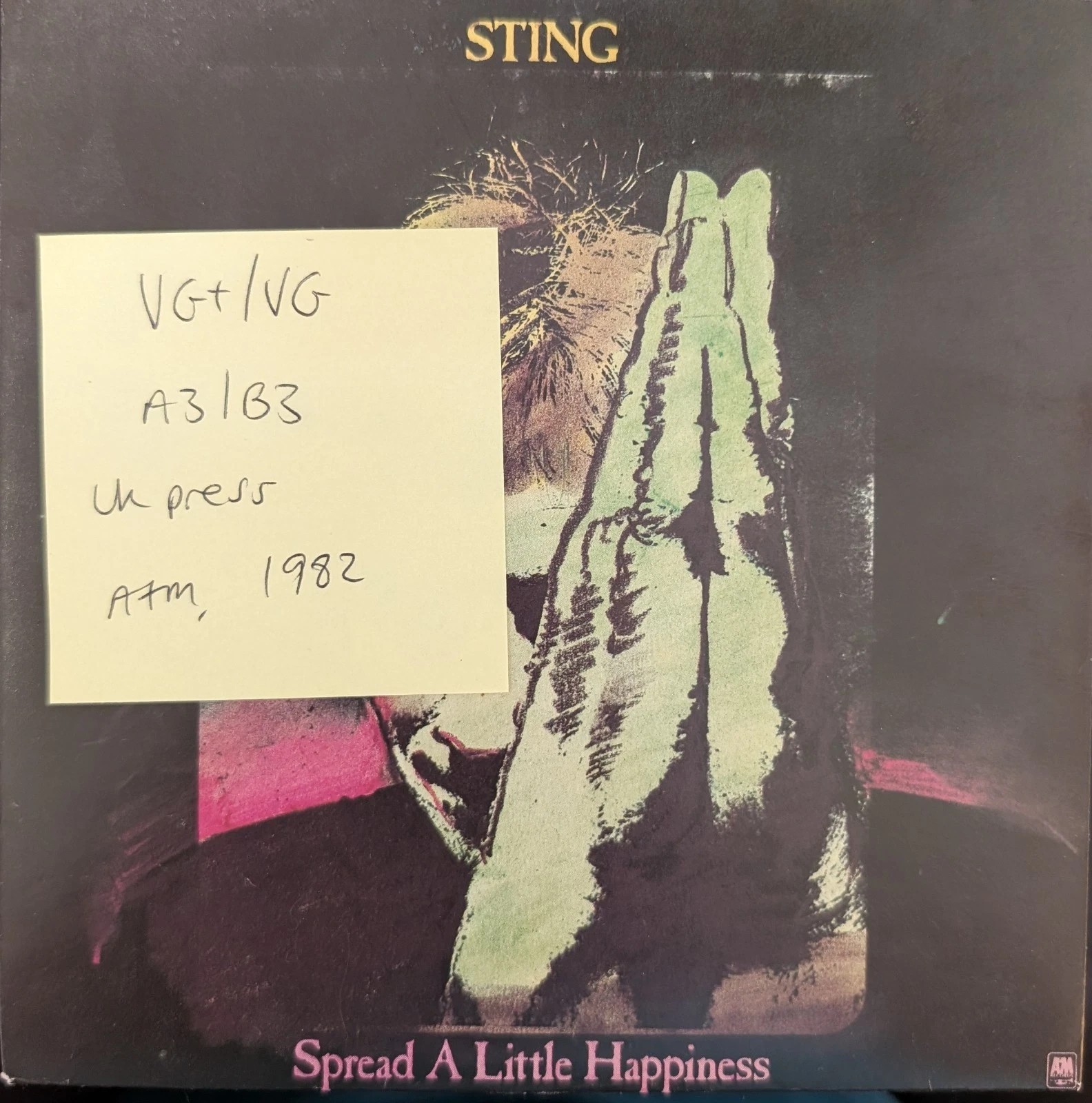 Sting Spread A Little Happiness Vinyl Record 7" VG+/VG AMS 8242 1982 sleeve Sting Spread A Little Happiness Vinyl Record 7" VG+/VG AMS 8242 1982 sleeve