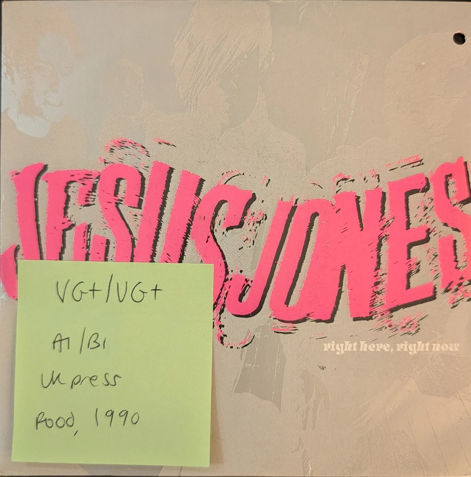 Jesus Jones Right Here Right Now Vinyl Record 7" VG+/VG+ FOOD25 1990 sleeve Jesus Jones Right Here Right Now Vinyl Record 7" VG+/VG+ FOOD25 1990 sleeve