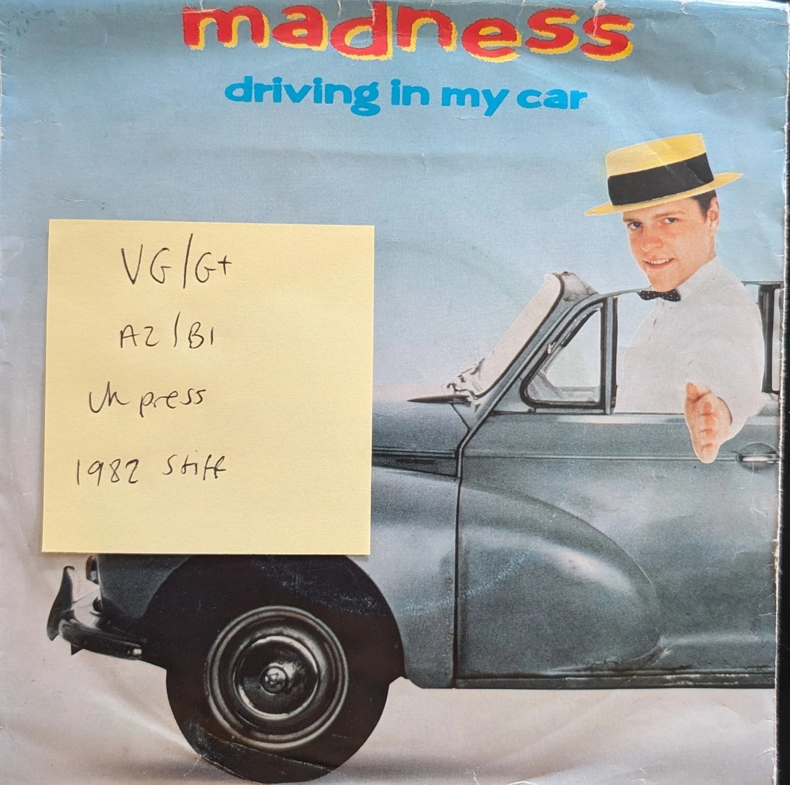 Madness Driving In My Car Vinyl Record 7" VG/G+ 1982 sleeve Madness Driving In My Car Vinyl Record 7" VG/G+ 1982 sleeve