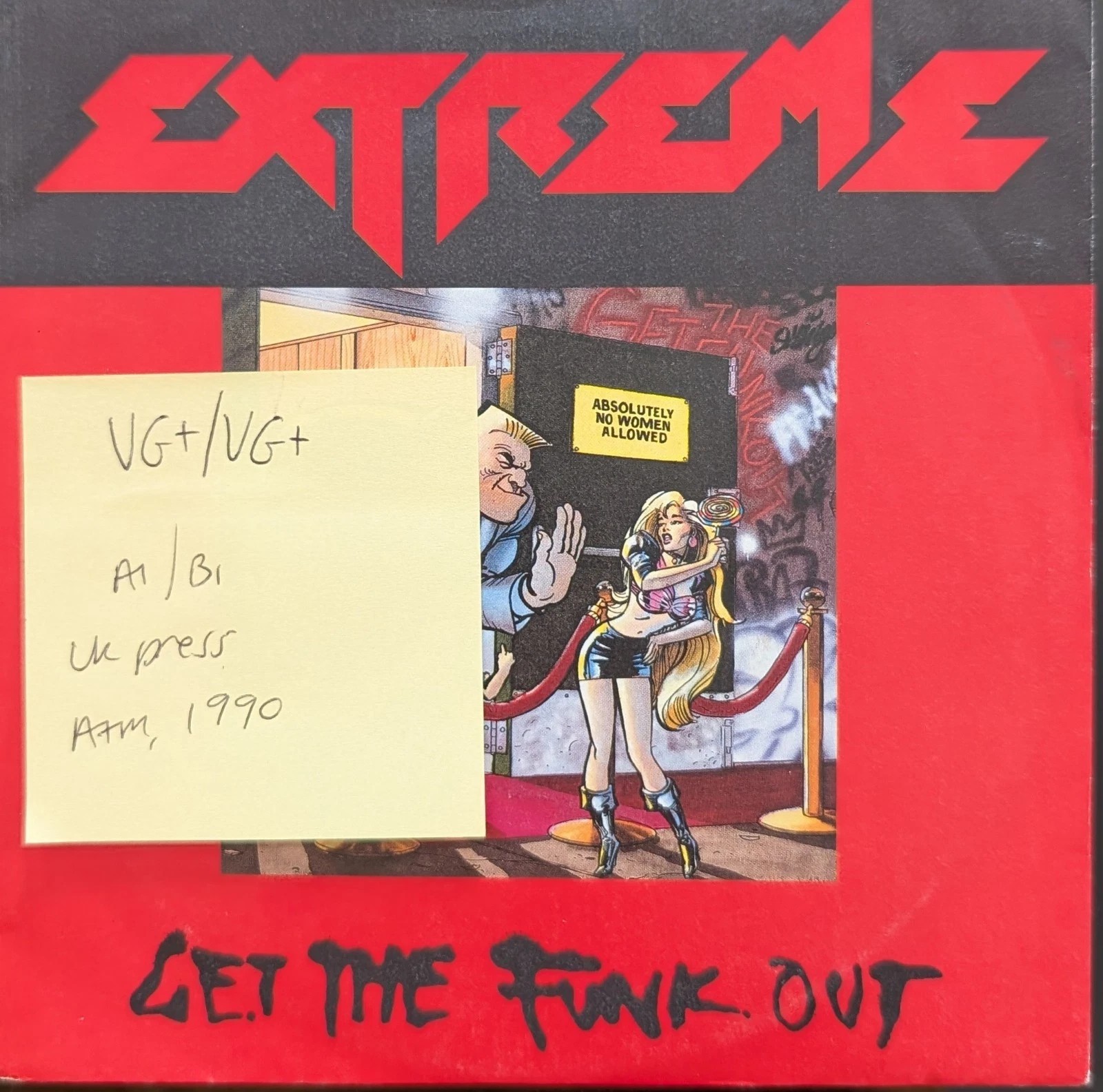 Extreme Get The Funk Out / Li'l Jack Horny Vinyl Record 7" VG+/VG+ AM-737 1990 sleeve Extreme Get The Funk Out / Li'l Jack Horny Vinyl Record 7" VG+/VG+ AM-737 1990 sleeve