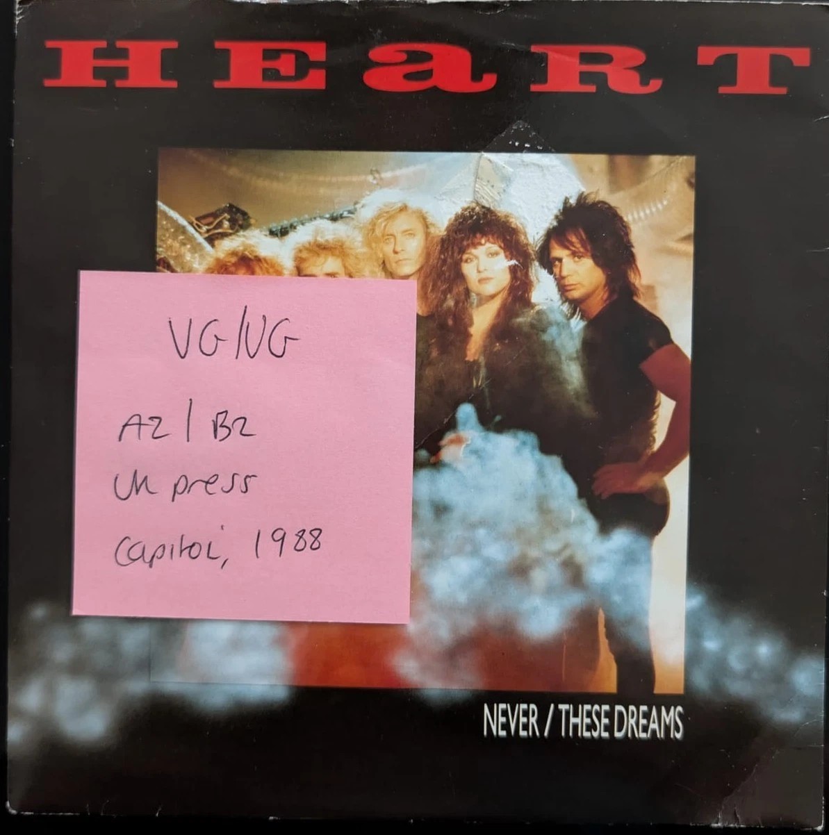 Heart Never/ These Dreams Vinyl Record 7" VG/VG CL482 1988 sleeve Heart Never/ These Dreams Vinyl Record 7" VG/VG CL482 1988 sleeve