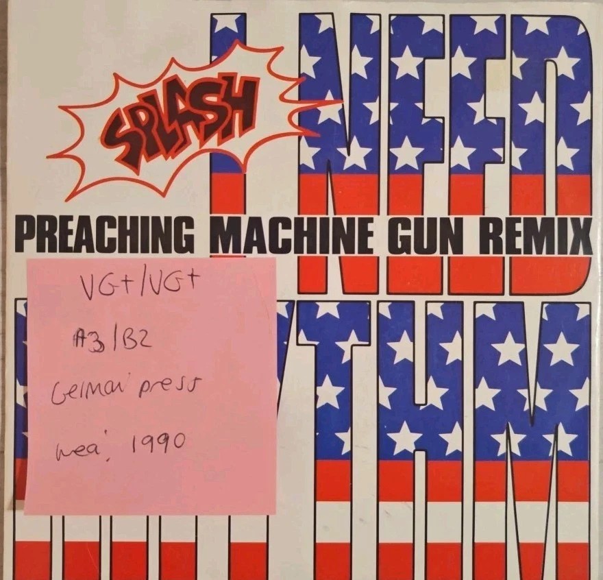 Splash I Need Rhythm Vinyl Record 7" VG+/VG+ YZ515 1990 sleeve Splash I Need Rhythm Vinyl Record 7" VG+/VG+ YZ515 1990 sleeve