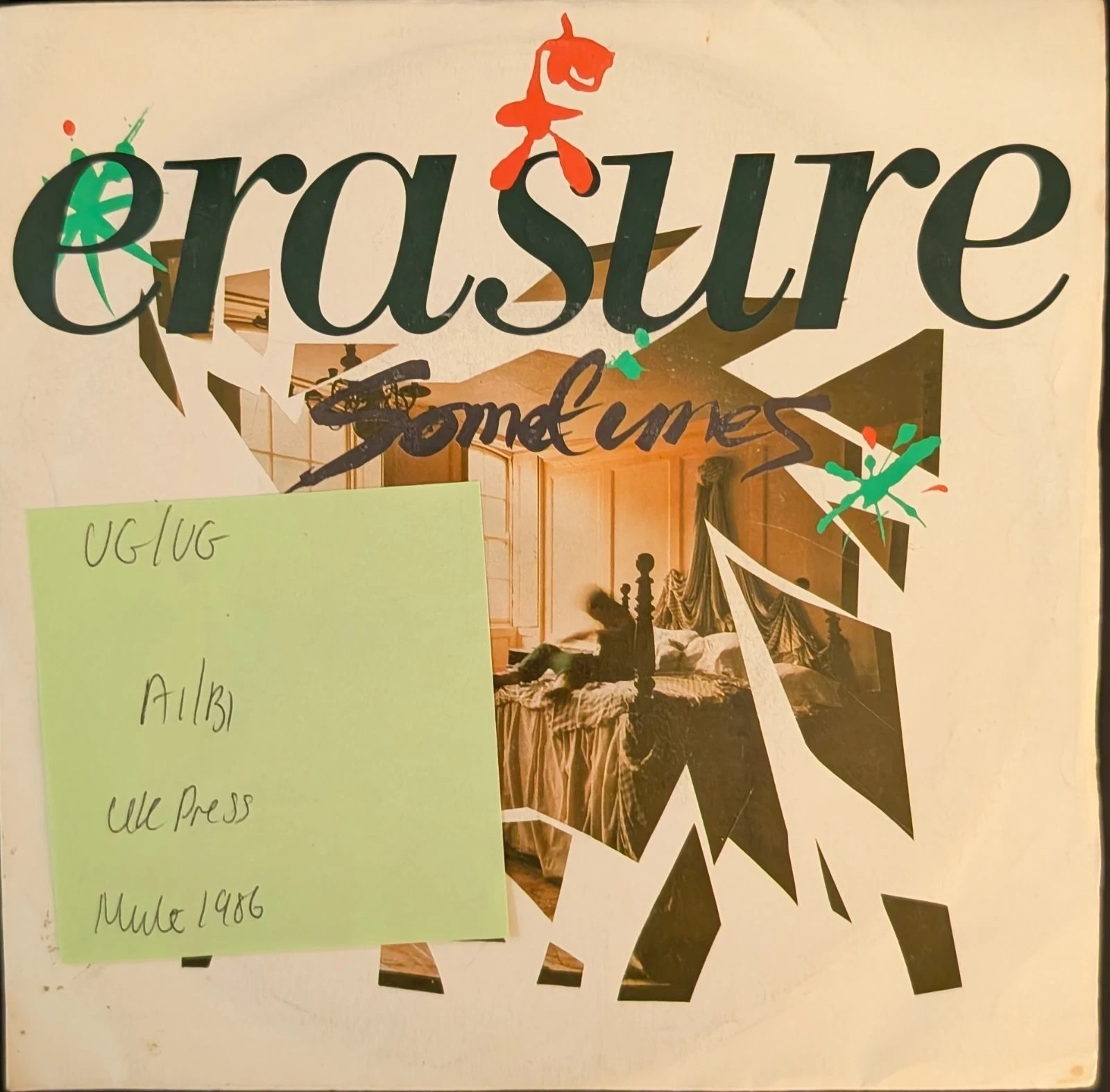 Erasure Sometimes Vinyl Record 7" VG/VG Mute 51 1986 sleeve Erasure Sometimes Vinyl Record 7" VG/VG Mute 51 1986 sleeve