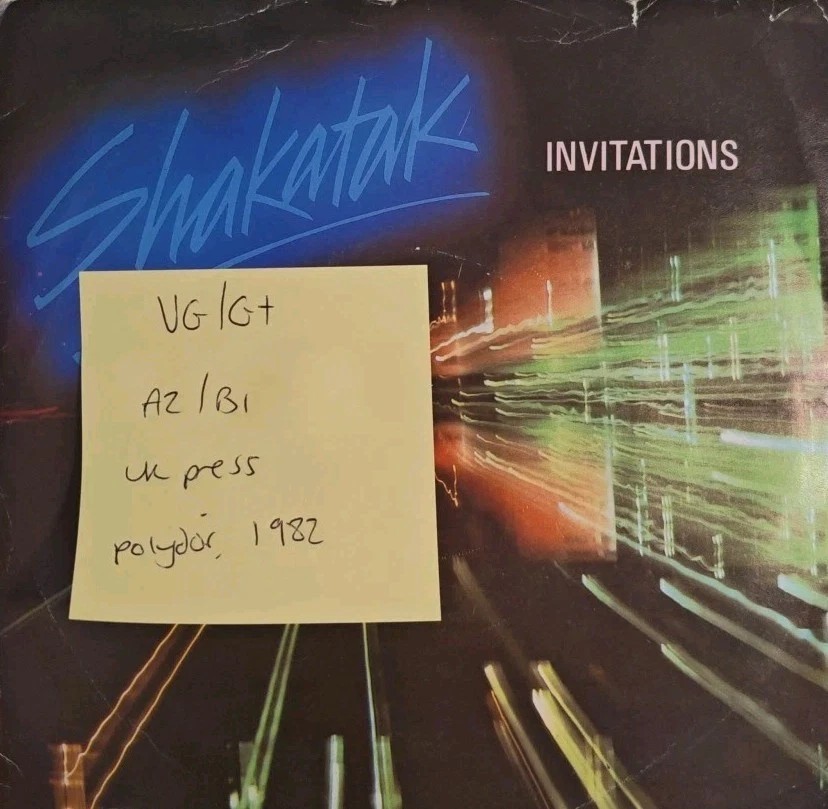 Shakatak Invitations Vinyl Record 7" VG/G+ POSP 502 1982 sleeve Shakatak Invitations Vinyl Record 7" VG/G+ POSP 502 1982 sleeve