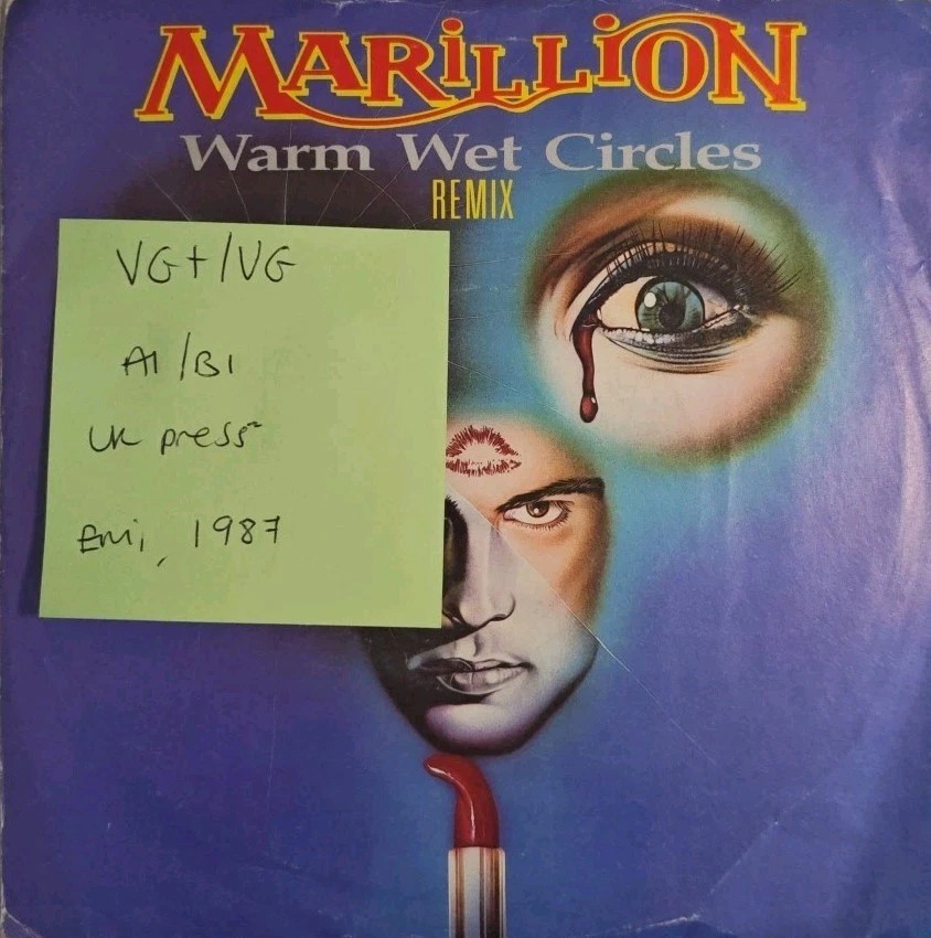 Marillion Warm Wet Circles (Remix) Vinyl Record 7" VG+/VG MARIL 8 1987 sleeve Marillion Warm Wet Circles (Remix) Vinyl Record 7" VG+/VG MARIL 8 1987 sleeve