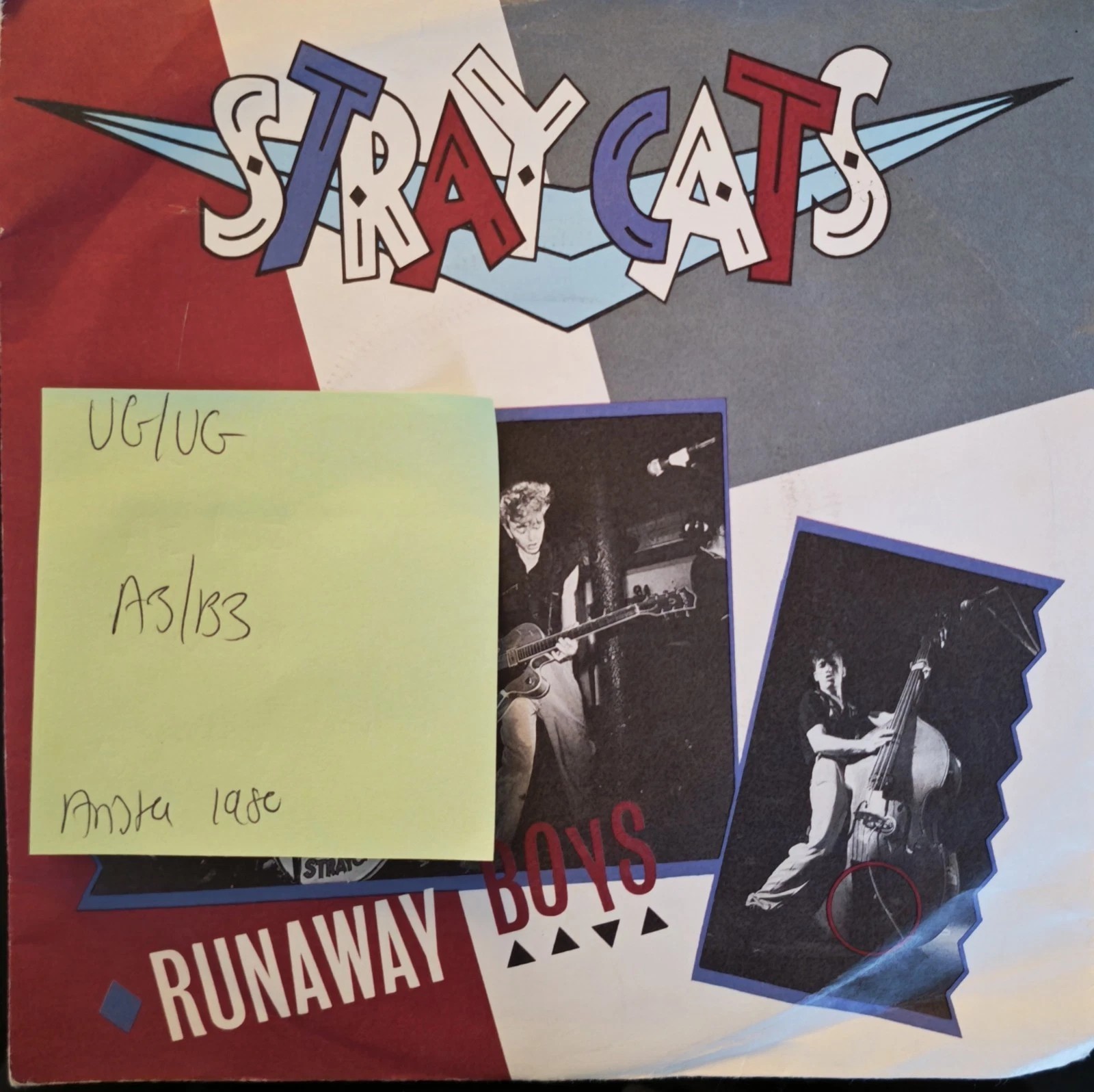 Stray Cats Runaway Boys Vinyl Record 7" VG/VG SCAT1 1980 sleeve Stray Cats Runaway Boys Vinyl Record 7" VG/VG SCAT1 1980 sleeve