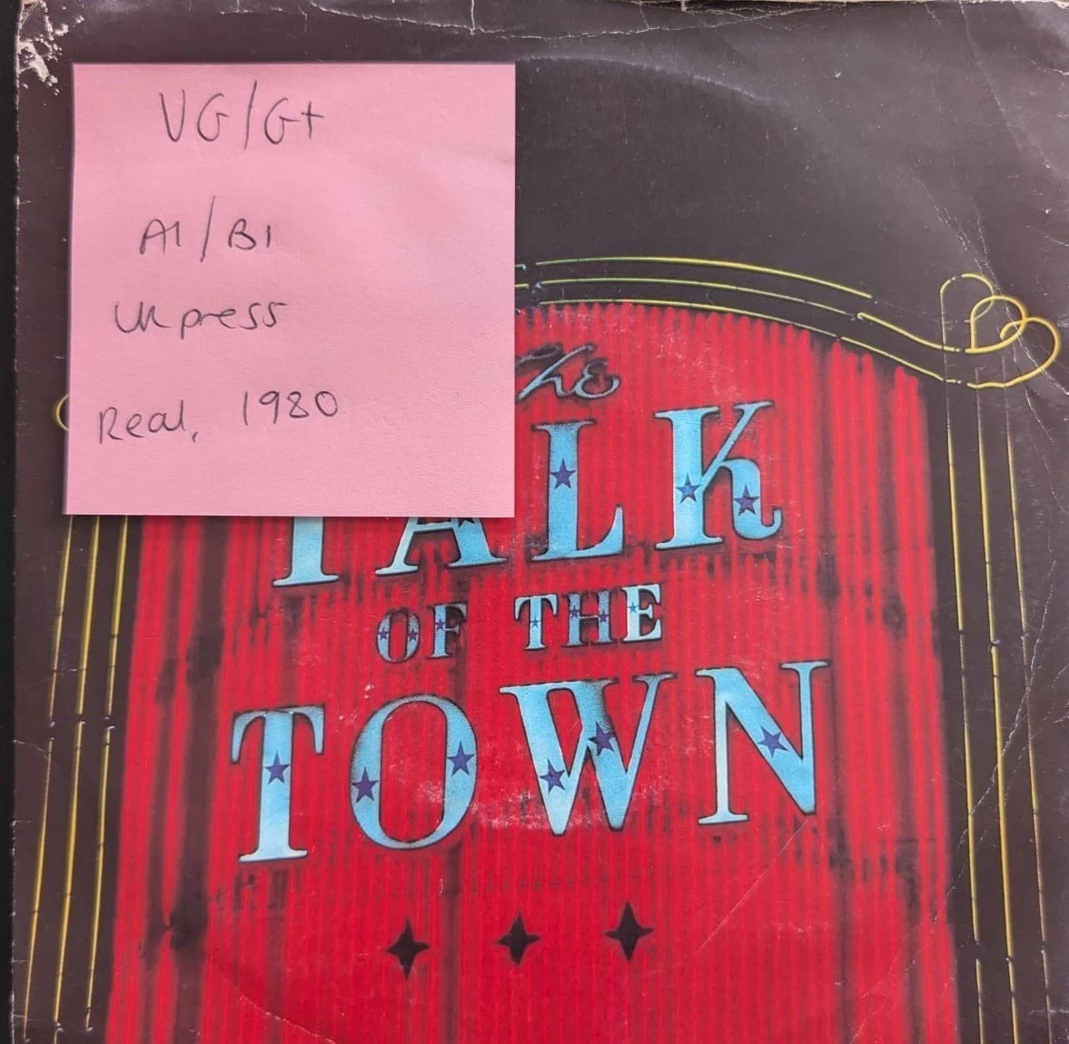 The Pretenders Talk Of The Town Vinyl Record 7" VG/G+ ARE12 1986 sleeve The Pretenders Talk Of The Town Vinyl Record 7" VG/G+ ARE12 1986 sleeve