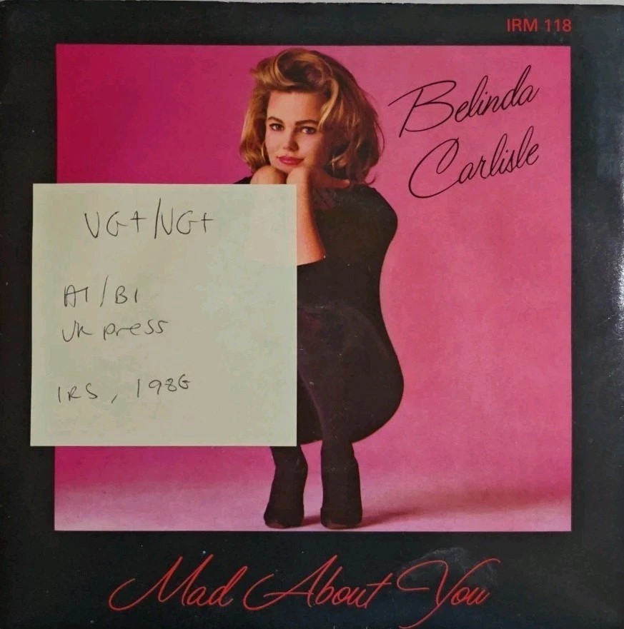 Belinda Carlisle Mad About You Vinyl Record 7" VG+/VG+ IRM118 1986 sleeve Belinda Carlisle Mad About You Vinyl Record 7" VG+/VG+ IRM118 1986 sleeve
