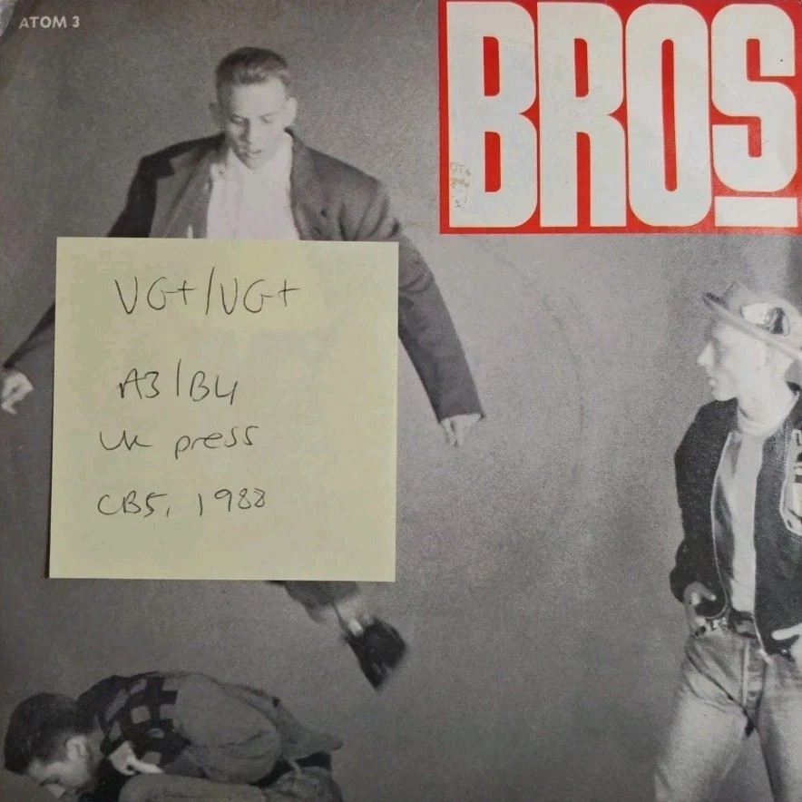Bros Drop The Boy / The Boy Is Dropped Vinyl Record 7" VG+/VG+ ATOM3 1988 sleeve Bros Drop The Boy / The Boy Is Dropped Vinyl Record 7" VG+/VG+ ATOM3 1988 sleeve