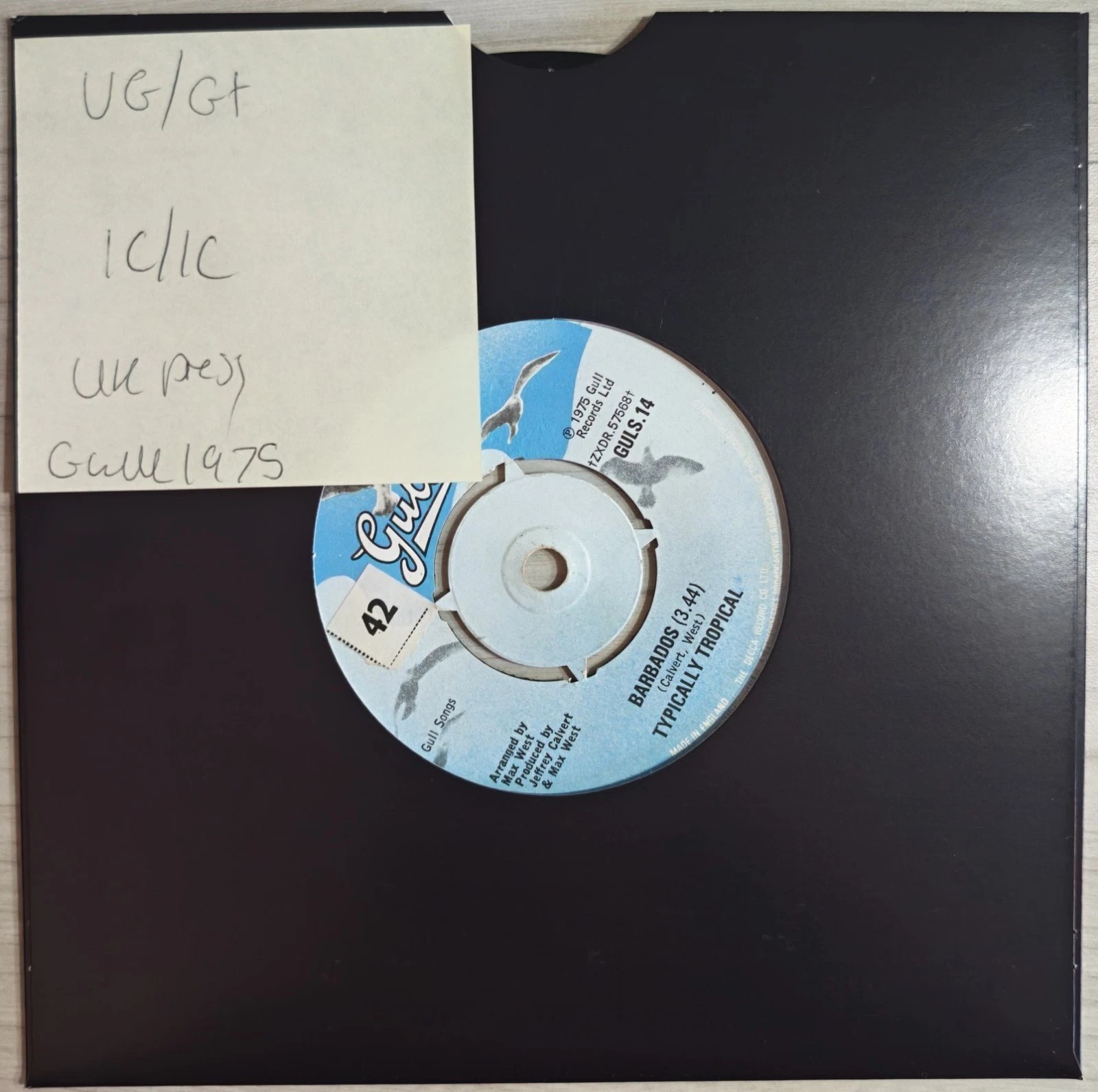 Typically Tropical Barbados Vinyl Record 7" VG/G+ GULS 14 1975 sleeve Typically Tropical Barbados Vinyl Record 7" VG/G+ GULS 14 1975 sleeve