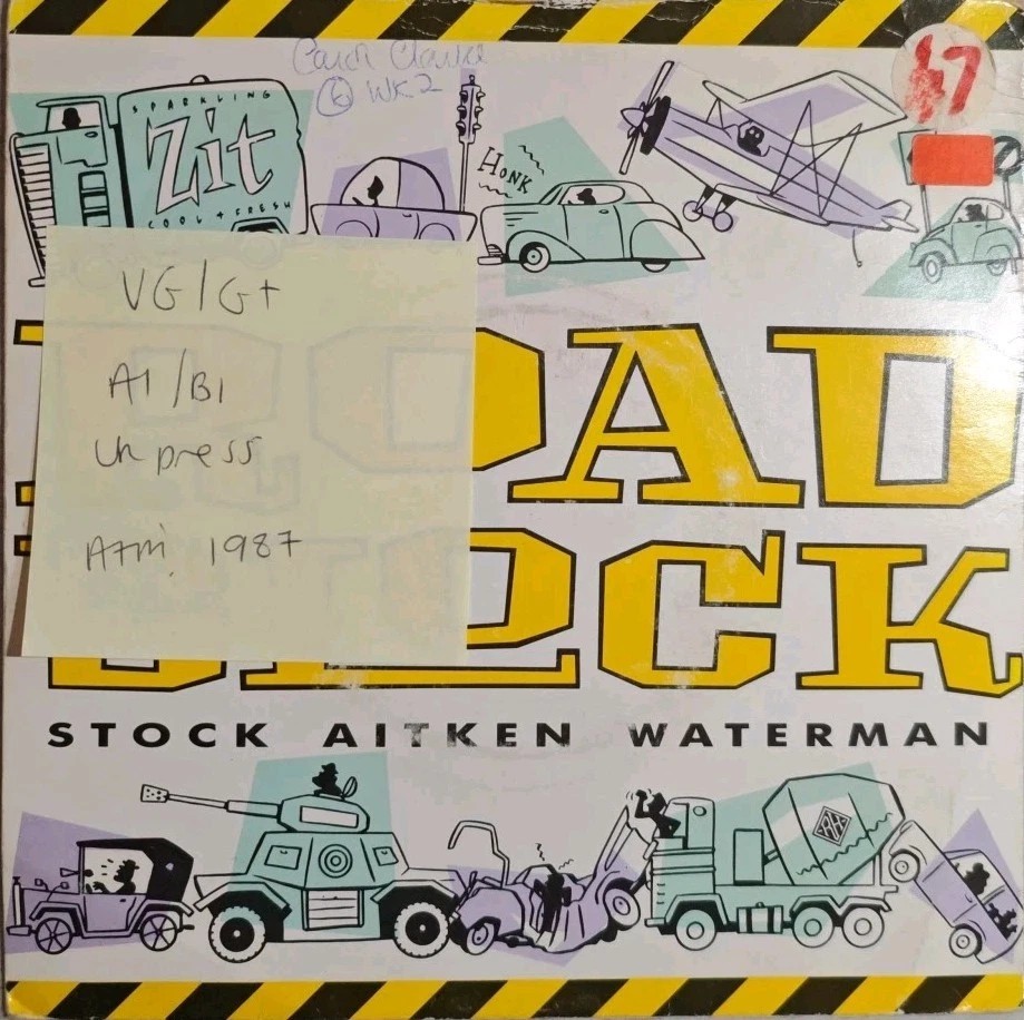 Stock Aitken Waterman Road Block Vinyl Record 7" VG/G+ USR 611 1987 sleeve Stock Aitken Waterman Road Block Vinyl Record 7" VG/G+ USR 611 1987 sleeve