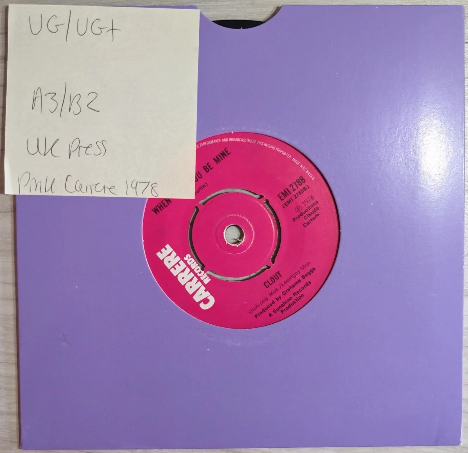 Clout Substitute Vinyl Record 7" VG/VG+ EMI 2788 1978 sleeve Clout Substitute Vinyl Record 7" VG/VG+ EMI 2788 1978 sleeve