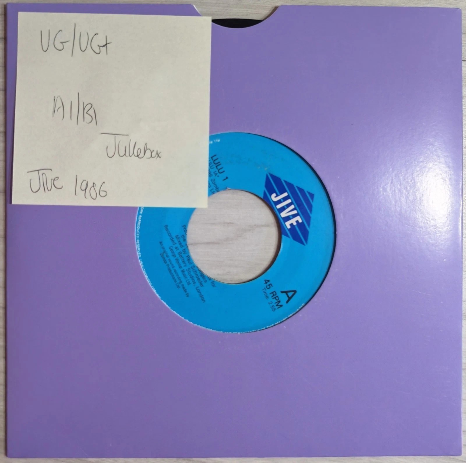 Lulu Shout Vinyl Record 7" VG/VG+ LULU 1 1986 sleeve Lulu Shout Vinyl Record 7" VG/VG+ LULU 1 1986 sleeve