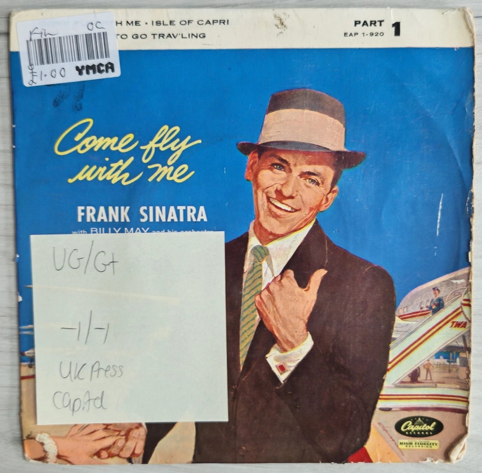 Frank Sinatra Come Fly With Me (Part 1) EP Vinyl Record 7" VG/VG+ EAP 1-920 1959 sleeve Frank Sinatra Come Fly With Me (Part 1) EP Vinyl Record 7" VG/VG+ EAP 1-920 1959 sleeve