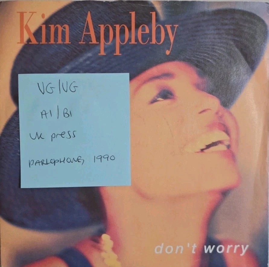 Kim Appleby Don't Worry Vinyl Record 7" VG/VG R6272 1990 sleeve Kim Appleby Don't Worry Vinyl Record 7" VG/VG R6272 1990 sleeve