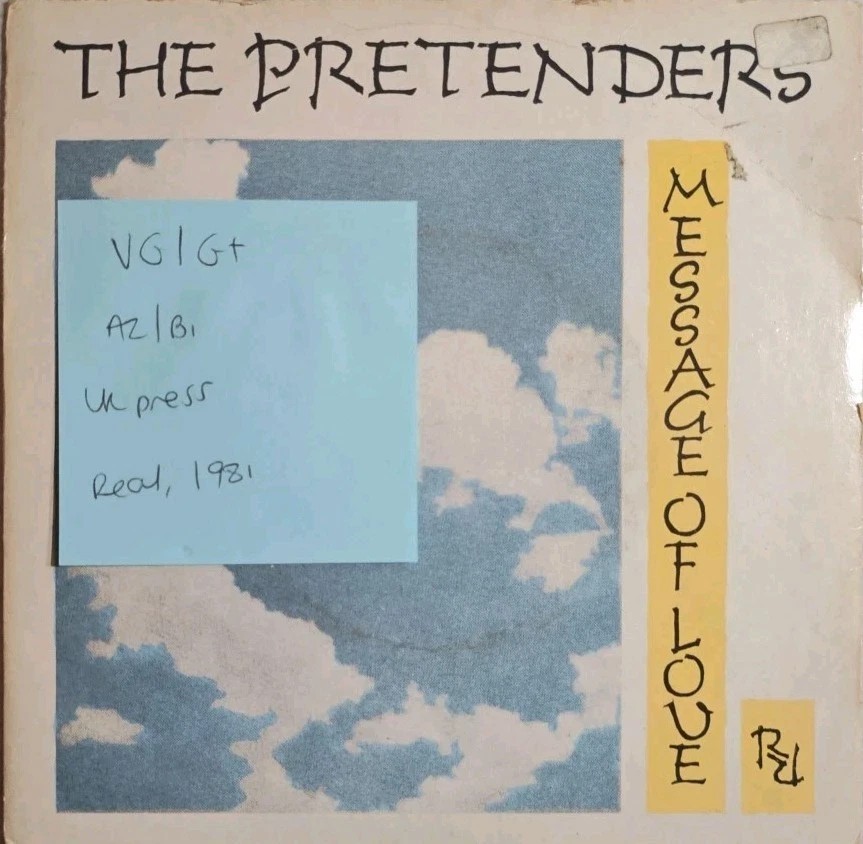 The Pretenders Message Of Love Vinyl Record 7" VG/G+ ARE 15 1981 sleeve The Pretenders Message Of Love Vinyl Record 7" VG/G+ ARE 15 1981 sleeve