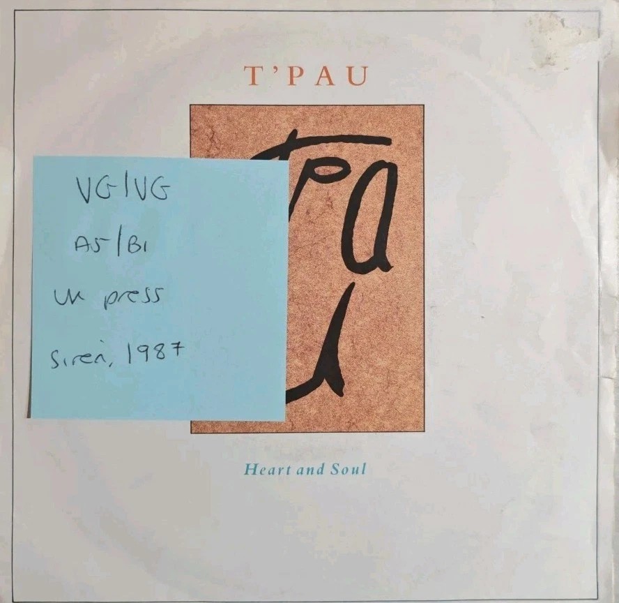 T'Pau Heart And Soul Vinyl Record 7" VG/VG SRN 41 1987 sleeve T'Pau Heart And Soul Vinyl Record 7" VG/VG SRN 41 1987 sleeve