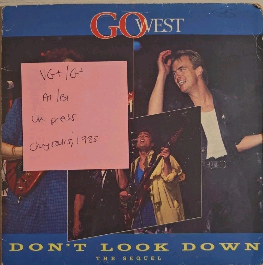 Go West Don't Look Down Vinyl Record 7" VG+/G+ GOW 3 1985 sleeve Go West Don't Look Down Vinyl Record 7" VG+/G+ GOW 3 1985 sleeve